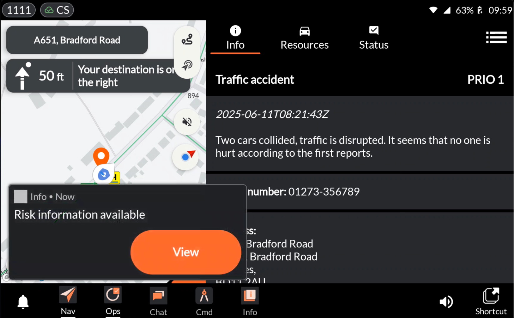 Info notification