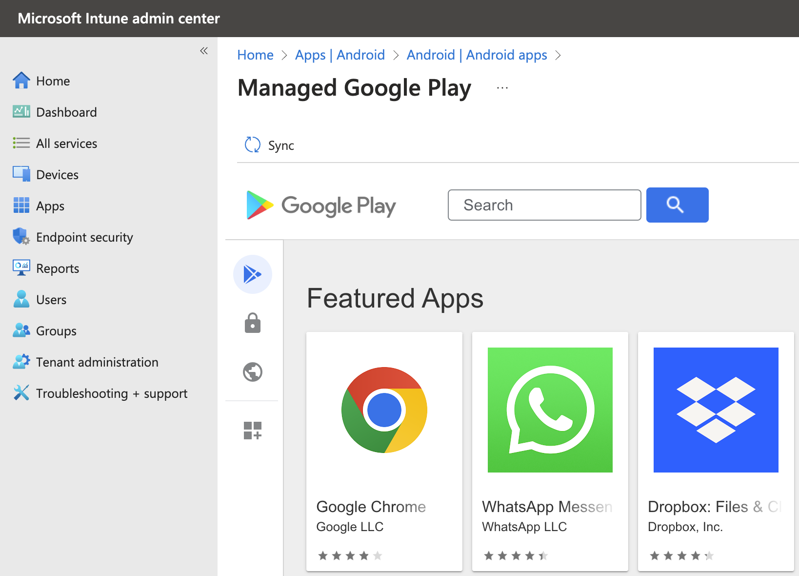 Intune Android apps