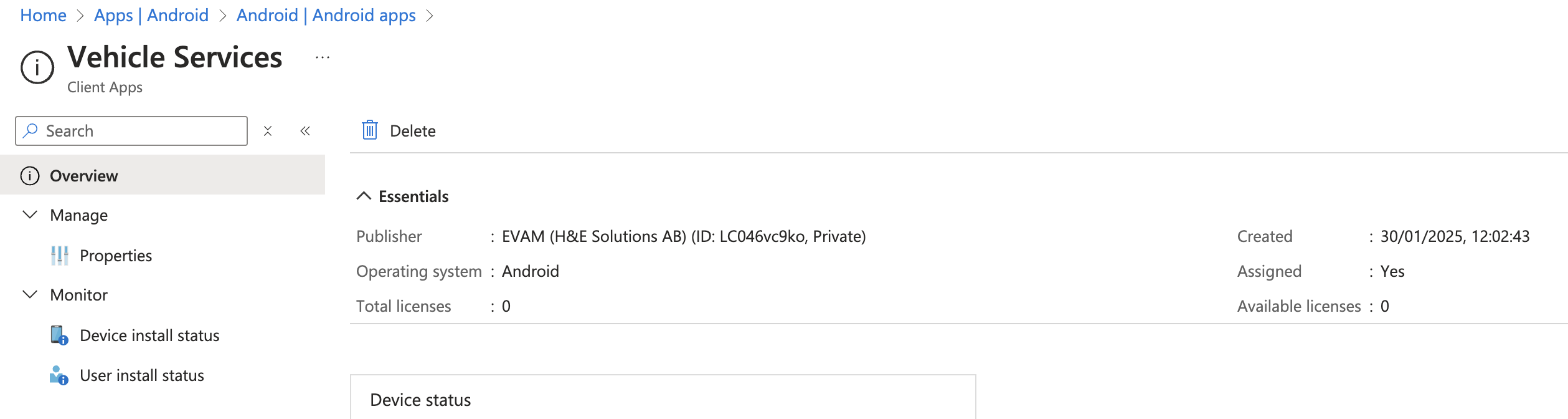 Intune Uploaded Vehicle Services