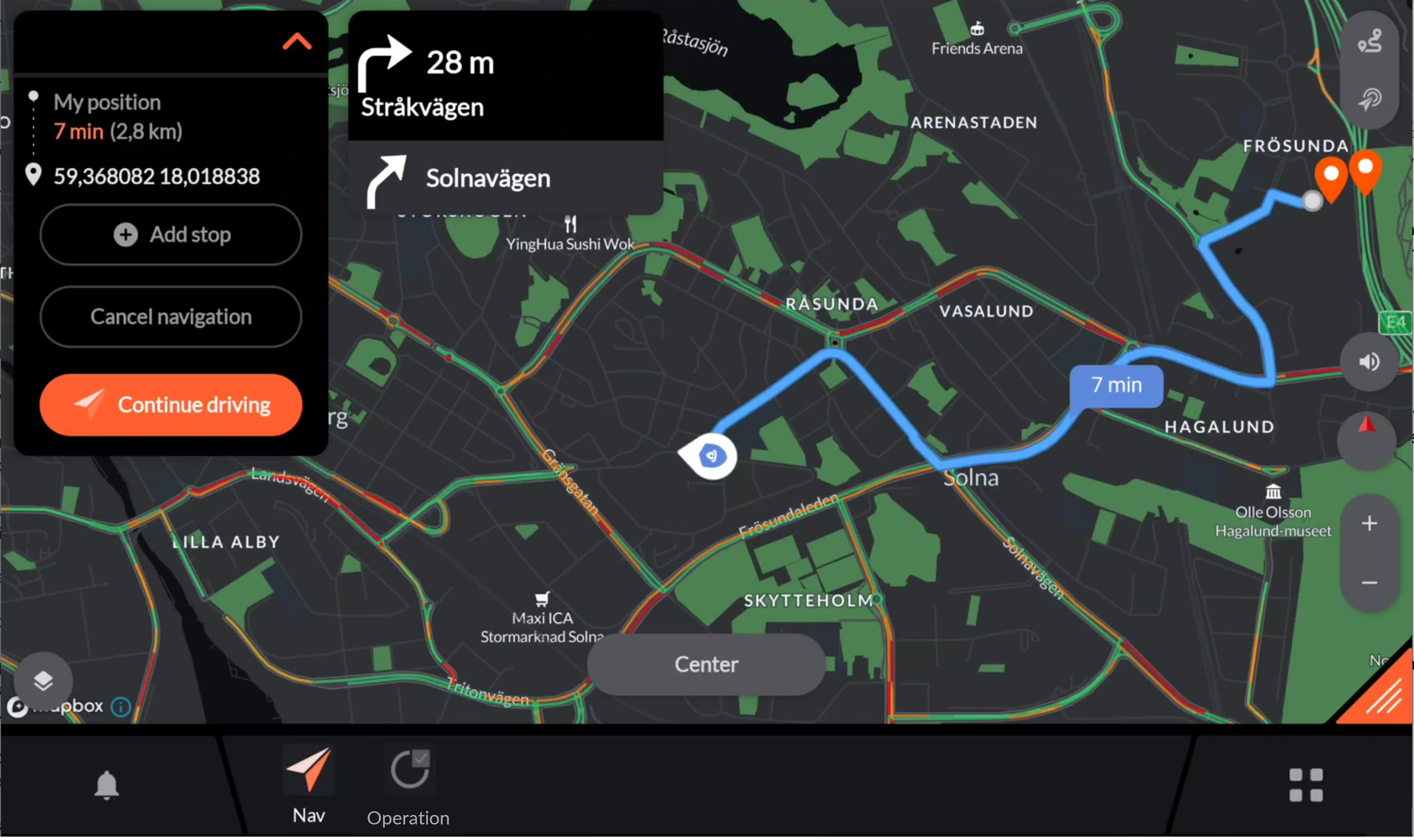 Navigation add stop